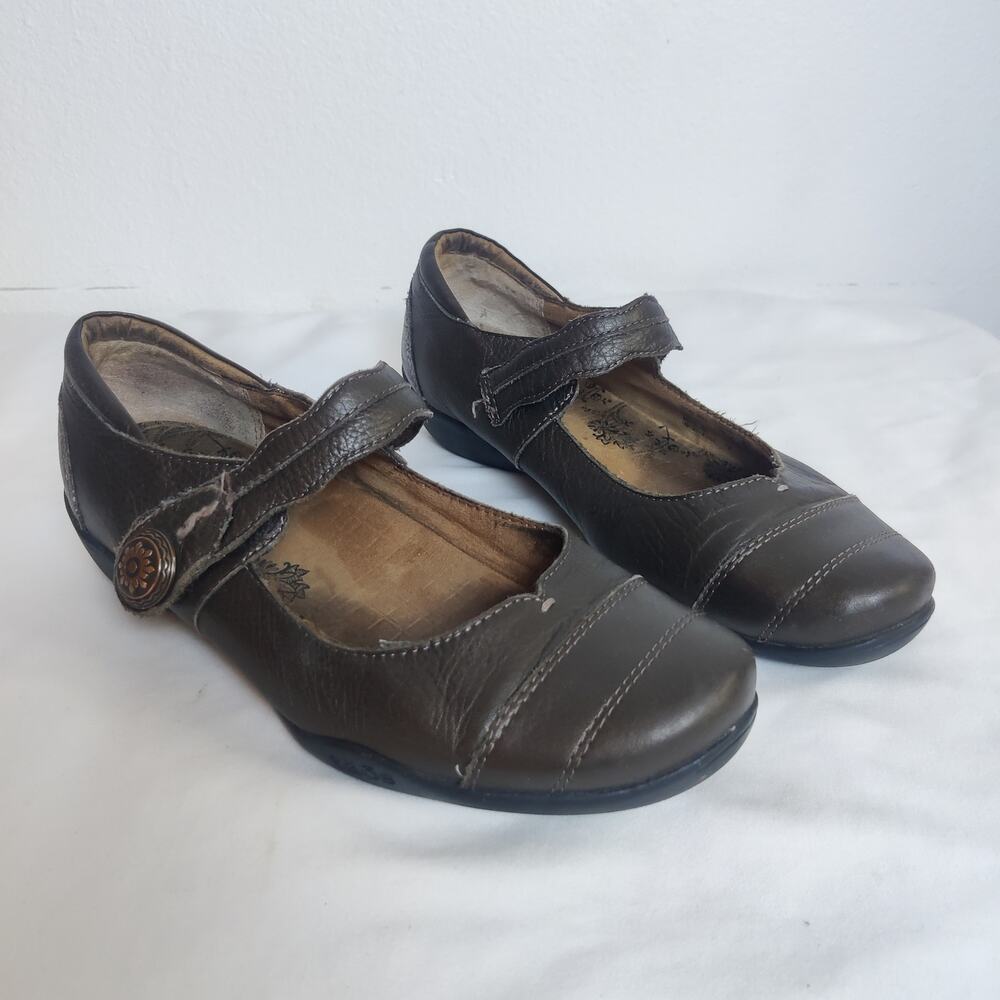 Taos Applause Leather Mary Jane Comfort Walking Flats 8 Bronze Brown